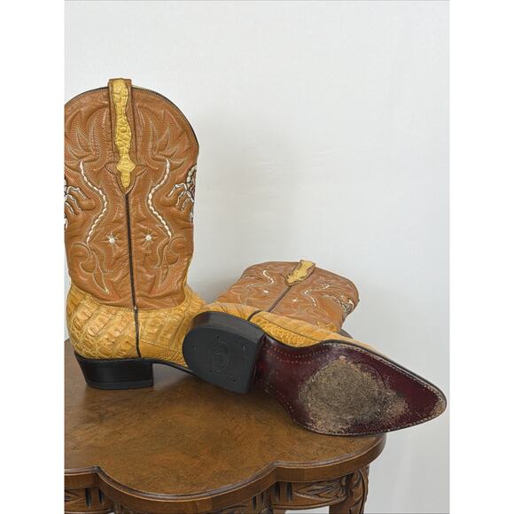 Durango Embroidery Alligator Western Boots Embossed Leather Mens 9.5 27 MEXICO main image 2